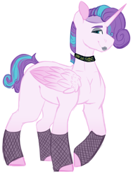 Size: 1024x1354 | Tagged: safe, artist:midnight-drip, princess flurry heart, alicorn, pony, choker, fishnet stockings, lipstick, older, older flurry heart, simple background, solo, teenager, white background