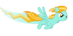 Size: 720x360 | Tagged: safe, lightning dust, pegasus, pony, cutie mark, determined, female, flying, mare, simple background, smiling, solo, speed trail, spread wings, vector, white background, wings