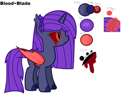 Size: 1024x808 | Tagged: safe, artist:holly-hawkins, oc, alicorn, bat pony, bat pony alicorn, blood, reference sheet, simple background, slit eyes, solo, white background