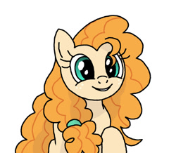 Size: 503x439 | Tagged: safe, artist:manulis, pear butter, earth pony, pony, female, mare, raised hoof, simple background, smiling, solo, stray strand, white background