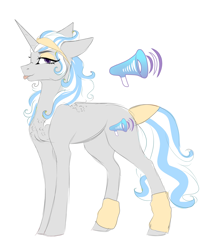 Size: 2380x2781 | Tagged: safe, artist:anyatrix, oc, oc:opal, pony, unicorn, female, high res, mare, offspring, parent:rarity, parent:thunderlane, parents:rarilane, simple background, solo, tongue out, white background