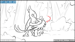 Size: 1280x720 | Tagged: safe, artist:lynxgriffin, screencap, peewee, spike, dragon, phoenix, molt down, animatic, black and white, duo, eyes closed, grayscale, hug, male, monochrome, older, simple background, white background, winghug