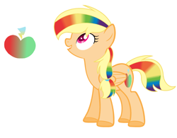 Size: 2128x1664 | Tagged: safe, artist:thesmall-artist, oc, oc:zap apple jam, pegasus, pony, female, magical lesbian spawn, mare, offspring, parent:applejack, parent:rainbow dash, parents:appledash, simple background, solo, white background