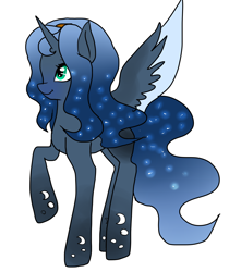 Size: 1880x2128 | Tagged: safe, artist:pinkgalaxy56, oc, oc:moonlight heart, changepony, hybrid, female, interspecies offspring, magical lesbian spawn, offspring, parent:princess luna, parent:queen chrysalis, parents:chrysaluna, simple background, solo, white background