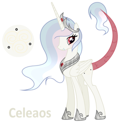 Size: 2128x2096 | Tagged: safe, artist:galaxysparkleyt, oc, oc:celeaos, hybrid, female, high res, interspecies offspring, offspring, parent:discord, parent:princess celestia, parents:dislestia, simple background, solo, white background