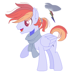 Size: 460x457 | Tagged: safe, artist:spirturiel, oc, oc:white comet, pegasus, pony, clothes, colored pupils, freckles, lip piercing, male, offspring, parent:double diamond, parent:rainbow dash, parents:doubledash, piercing, ponytail, scarf, simple background, solo, stallion, white background