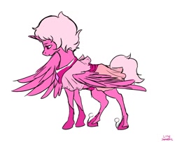 Size: 1280x1047 | Tagged: safe, artist:littlesnaketail, alicorn, pony, clothes, female, mare, pink diamond, pink diamond (steven universe), ponified, simple background, solo, spoilers for another series, steven universe, white background