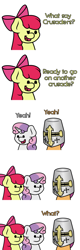 Size: 1280x3999 | Tagged: safe, artist:ljdamz1119, apple bloom, scootaloo, sweetie belle, earth pony, pegasus, pony, unicorn, comic, crusader, crusades, cutie mark crusaders, fantasy class, female, filly, helmet, knight, paladin, simple background, warrior, white background