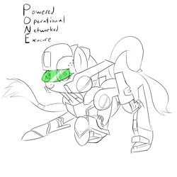 Size: 1000x1000 | Tagged: safe, artist:khorme, oc, oc only, oc:p.o.n.e., pony, robot, robot pony, raised hoof, simple background, solo, visor