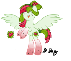 Size: 752x644 | Tagged: safe, artist:doodlebugdraws, oc, oc only, oc:watermelana, eyes closed, freckles, gradient hooves, happy, rearing, simple background, solo, spread wings, white background, wings