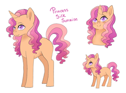 Size: 1024x755 | Tagged: safe, artist:kittii-kat, oc, oc:silk sunrise, pony, unicorn, female, mare, offspring, parent:princess cadance, parent:sunburst, parents:sundence, simple background, solo, white background