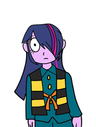 Size: 3072x4096 | Tagged: safe, artist:omegarider99, twilight sparkle, human, equestria girls, clothes, cosplay, costume, gegege no kitaro, hair over one eye, kitaro, miyuki sawashiro, simple background, solo, voice actor joke, white background