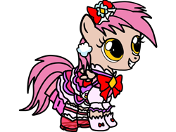 Size: 4096x3072 | Tagged: safe, artist:omegaridersangou, patch (g1), g1, my little pony tales, clothes, cosplay, costume, cure ma chérie, g1 to g4, generation leap, hugtto precure, precure, pretty cure, simple background, solo, white background