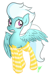 Size: 1133x1652 | Tagged: safe, artist:wuzzlefluff, fleetfoot, pegasus, pony, clothes, simple background, socks, solo, striped socks, white background