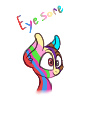 Size: 2000x2500 | Tagged: safe, artist:claudearts, oc, oc:eyesore, bald, derp, eye candy, eyestrain warning, god is dead, heterochromia, multicolored, needs more saturation, simple background, solo, white background