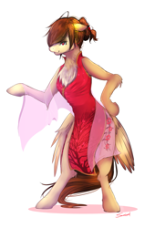 Size: 1533x2259 | Tagged: safe, artist:sakuracheetah, oc, oc only, oc:shidare sakura, pegasus, pony, arm hooves, butt wings, cheongsam, clothes, female, mare, simple background, smiling, solo, white background