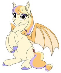 Size: 572x685 | Tagged: safe, artist:mythpony, oc, oc:pumpkin pie, bat pony, pony, female, mare, simple background, sitting, solo, white background