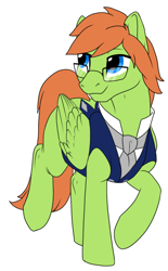 Size: 418x676 | Tagged: safe, artist:mythpony, oc, pegasus, pony, clothes, glasses, male, necktie, simple background, solo, stallion, white background