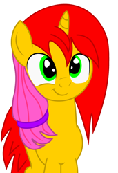 Size: 596x872 | Tagged: safe, artist:terminalhash, oc, oc only, oc:rouzfirecarrot, pony, female, simple background, solo, vector, white background