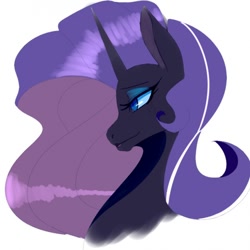 Size: 628x628 | Tagged: safe, artist:technuts, nightmare rarity, pony, unicorn, bust, female, mare, simple background, solo, white background