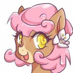 Size: 323x323 | Tagged: artist needed, safe, oc, oc:xiao mei, earth pony, pony, bust, female, flower, flower in hair, mare, simple background, solo, taiwan ponycon, white background