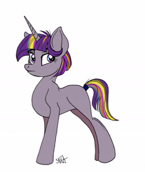 Size: 3744x4452 | Tagged: safe, artist:celestial-rainstorm, oc, oc:dawn star, pony, unicorn, female, magic, mare, offspring, parent:stygian, parent:twilight sparkle, simple background, solo, white background