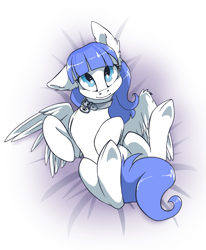 Size: 2057x2500 | Tagged: safe, artist:arctic-fox, oc, oc:snow pup, pegasus, pony, blue eyes, collar, female, mare, simple background, solo, white background