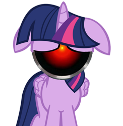 Size: 1024x1049 | Tagged: safe, edit, twilight sparkle, twilight sparkle (alicorn), alicorn, 2001: a space odyssey, floppy ears, hal, hal 9000, sad, simple background, solo, white background