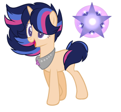 Size: 1836x1704 | Tagged: safe, artist:laisin-cute, oc, oc only, oc:starship spark, unicorn, base used, colored pupils, female, jewelry, mare, offspring, parent:flash sentry, parent:twilight sparkle, parents:flashlight, simple background, solo, white background