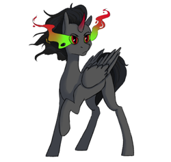 Size: 540x512 | Tagged: safe, artist:littleepicmouse, oc, oc only, oc:somecry, alicorn, colt, corrupted, male, red eyes, simple background, solo, sombra horn, white background