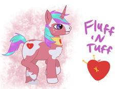 Size: 964x672 | Tagged: safe, artist:dreamfoiled, oc, oc:fluff 'n tuff, unicorn, coat markings, freckles, male, offspring, parent:big macintosh, parent:princess celestia, parents:celestimac, simple background, solo, stallion, white background