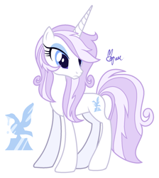 Size: 1503x1681 | Tagged: safe, artist:polymercorgi, oc, pony, unicorn, female, mare, offspring, parent:double diamond, parent:fleur-de-lis, parents:diamondlis, simple background, solo, white background