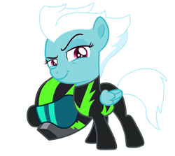 Size: 2164x1928 | Tagged: safe, artist:meimisuki, artist:thatonecrazyartist18, fleetfoot, pegasus, pony, the washouts (episode), alternate universe, base used, female, filly, helmet, simple background, solo, the washouts, washouts uniform, white background, younger