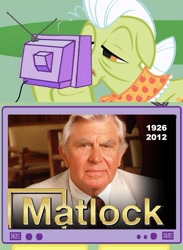 Size: 563x771 | Tagged: safe, derpibooru import, granny smith, human, pony, andy griffith, exploitable meme, irl, irl human, matlock, meme, photo, tv meme