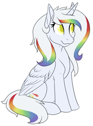 Size: 492x669 | Tagged: safe, artist:mythpony, oc, oc:crystal light, alicorn, pony, female, mare, simple background, sitting, solo, white background