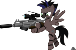 Size: 1280x833 | Tagged: safe, artist:ratchethun, derpibooru import, oc, oc only, simple background, sniper, solo, transparent background, vector, weapon