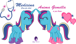 Size: 900x526 | Tagged: safe, artist:asdflove, derpibooru import, oc, oc only, oc:anima gemella, oc:medicina, pony, unicorn, duo, eyes closed, female, mare, offspring, parent:princess cadance, parent:shining armor, parents:shiningcadance, siblings, simple background, sisters, transparent background, twins, vector