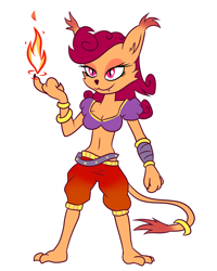 Size: 2362x2953 | Tagged: safe, artist:earth_pony_colds, oc, oc only, oc:agatha, abyssinian, anthro, cat, abyssinian oc, belly button, breasts, cleavage, concept art, female, fire, midriff, non-pony oc, original art, pirate, simple background, solo, standing, white background, witch