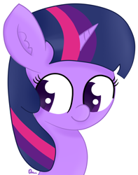 Size: 1248x1587 | Tagged: safe, artist:badponyvectors, twilight sparkle, twilight sparkle (alicorn), alicorn, pony, bust, female, looking away, mare, simple background, smiling, solo, white background