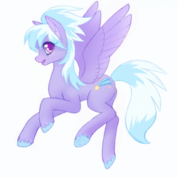 Size: 1199x1200 | Tagged: safe, anonymous artist, cloudchaser, pegasus, pony, /mlp/, beautiful, colored hooves, colored pupils, drawthread, ear fluff, female, flying, frog (hoof), looking at you, mare, open mouth, profile, simple background, smiling, solo, spread wings, underhoof, unshorn fetlocks, white background, wings