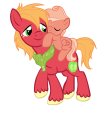 Size: 752x848 | Tagged: safe, artist:eclipsedesert, big macintosh, oc, oc:leon, earth pony, pegasus, pony, base used, blank flank, colt, duo, father and child, father and son, male, neckerchief, offspring, parent and child, parent:big macintosh, parent:fluttershy, parents:fluttermac, simple background, sleeping, stallion, unshorn fetlocks, white background