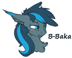 Size: 1547x1256 | Tagged: safe, artist:phenya, oc, oc only, oc:rosy firefly, baka, blue eyes, blushing, male, simple background, solo, stallion, sticker, white background