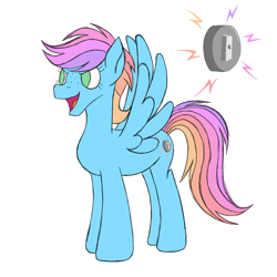 Size: 960x960 | Tagged: safe, artist:thr3eguess3s, oc, oc:zap apple, pegasus, pony, female, freckles, mare, offspring, parent:big macintosh, parent:rainbow dash, parents:rainbowmac, simple background, solo, white background