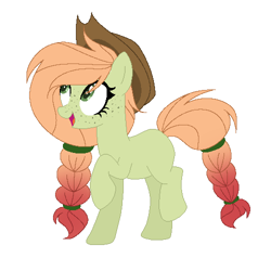 Size: 500x500 | Tagged: safe, artist:misskitkat2002, oc, earth pony, pony, female, hat, mare, offspring, parent:applejack, parent:flam, parents:flamjack, simple background, solo, white background