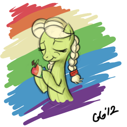 Size: 431x431 | Tagged: safe, artist:gloomygoomba, granny smith, earth pony, pony, abstract background, braid, simple background, transparent background, young granny smith, zap apple