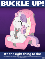 Size: 850x1100 | Tagged: safe, artist:adrianimpalamata, artist:artsy-fartsie, sweetie belle, car seat, cute, diasweetes, poster, public service announcement, seatie belt