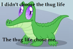 Size: 508x341 | Tagged: safe, gummy, alligator, male, meme, pimp, solo, thug life