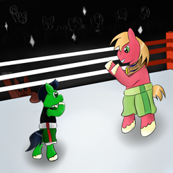 Size: 2000x2000 | Tagged: safe, artist:smashingaeon, derpibooru import, big macintosh, earth pony, pony, boxing, crossover, doc louis, high res, implied pun, little mac (punch out), male, ponified, punch out, stallion