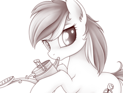 Size: 800x600 | Tagged: safe, artist:rainbow, derpibooru import, roseluck, monochrome, solo