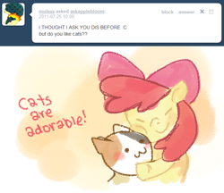 Size: 638x552 | Tagged: safe, artist:votum, apple bloom, cat, :3, ask apple bloom